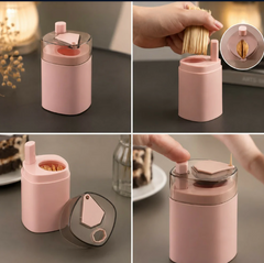 Automatic push toothpick holder dispenser with dustproof cover (random color)